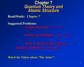 Chapter 7 Quantum Theory and Atomic Structure