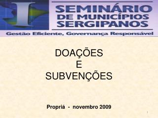 DOAÇÕES E SUBVENÇÕES