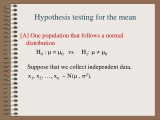 Hypothesis testing for the mean