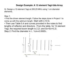 Design Example: A 12 element Yagi-Uda Array