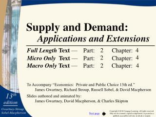 Supply and Demand: Applications and Extensions