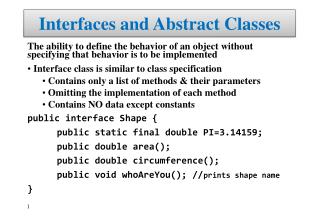 Interfaces and Abstract Classes