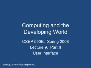 Computing and the Developing World