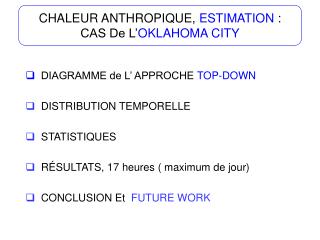 CHALEUR ANTHROPIQUE, ESTIMATION : CAS De L’ OKLAHOMA CITY