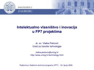 Intelektualno vlasništvo i inovacija u FP7 projektima