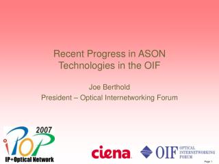 Recent Progress in ASON Technologies in the OIF