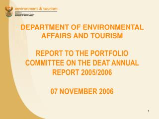 DEPARTMENT OF ENVIRONMENTAL AFFAIRS AND TOURISM