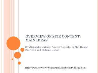 OVERVIEW OF SITE CONTENT: MAIN IDEAS