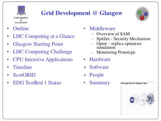 Grid Development @ Glasgow