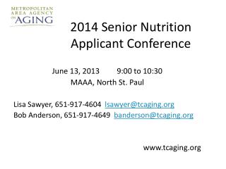 2014 Senior Nutrition Applicant Conference