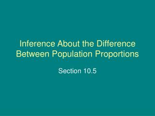 Inference About the Difference Between Population Proportions