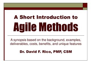 A Short Introduction to Agile Methods