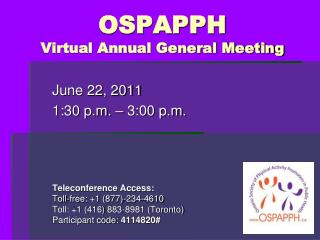 OSPAPPH Virtual Annual General Meeting