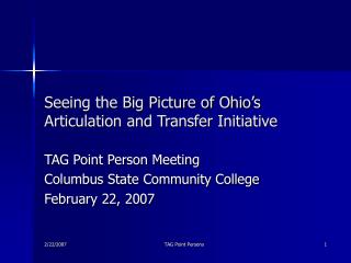 Seeing the Big Picture of Ohio’s Articulation and Transfer Initiative