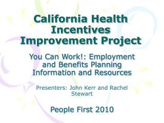 California Health Incentives Improvement Project