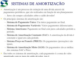 Sistemas de AMORTIZAÇÃO