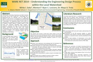 WARE RET 2014 – Understanding the Engineering Design Process within the Local Watershed