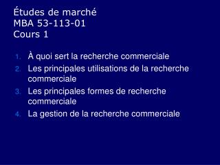 Études de marché MBA 53-113-01 Cours 1