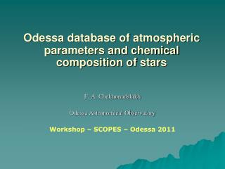 Odessa database of atmospheric parameters and chemical composition of stars