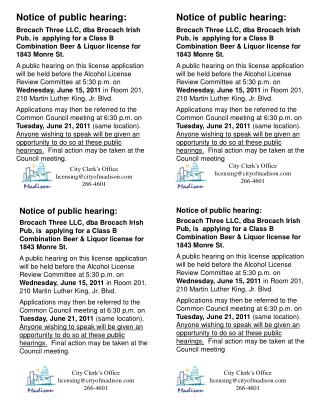 Notice of public hearing: