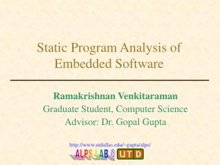 Static Program Analysis of Embedded Software