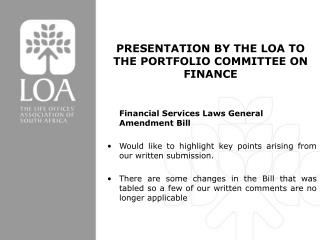 Financial Services Laws General Amendment Bill