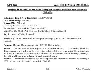 Project: IEEE P802.15 Working Group for Wireless Personal Area Networks (WPANs)