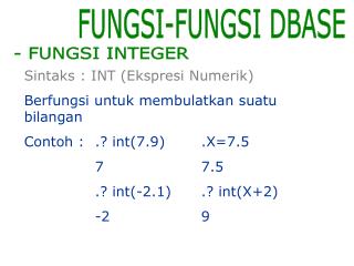 FUNGSI-FUNGSI DBASE