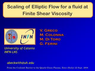 Scaling of Elliptic Flow for a fluid at Finite Shear Viscosity