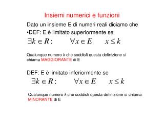 Insiemi numerici e funzioni