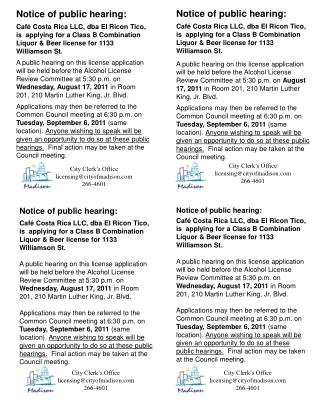 Notice of public hearing: