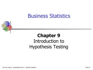 Chapter 9 Introduction to Hypothesis Testing