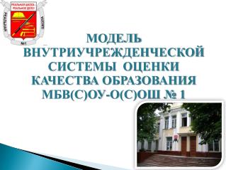 Модель внутриучрежденческой системы оценки качества образования МБВ(С)ОУ-О(С)ОШ № 1