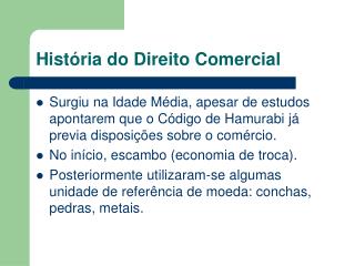 História do Direito Comercial