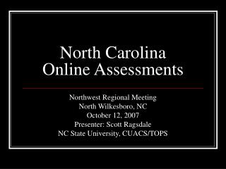 North Carolina Online Assessments