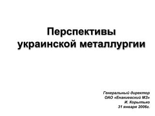 Перспективы украинской металлургии