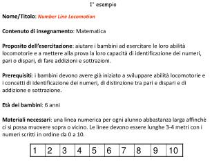 Nome/Titolo : Number Line Locomotion Contenuto di insegnamento : Matematica