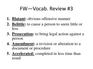 FW—Vocab. Review #3