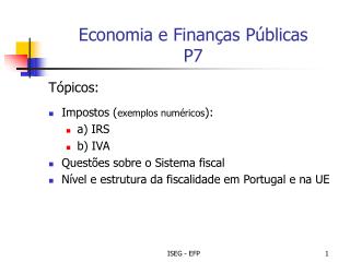 Economia e Finanças Públicas P7