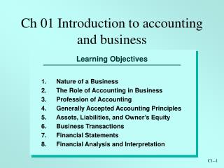 Ch 01 Introduction to accounting and business