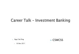 Career Talk – Investment Banking