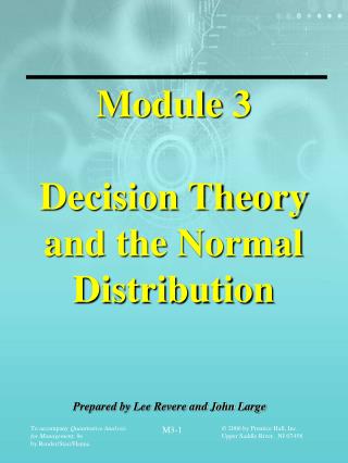 Module 3 Decision Theory and the Normal Distribution