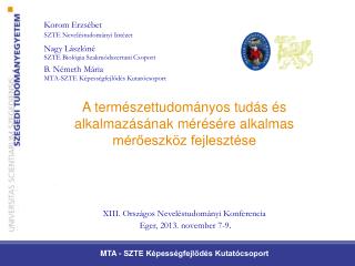 MTA - SZTE Képességfejlődés Kutatócsoport