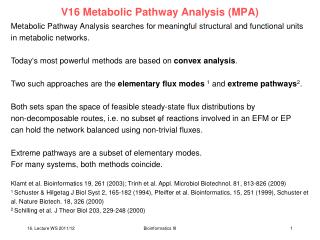 V16 Metabolic Pathway Analysis (MPA)