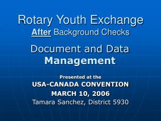 Rotary Youth Exchange After Background Checks