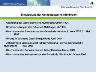 Entwicklung der Gemeindewerke Nümbrecht