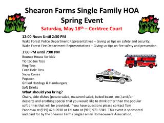 Shearon Farms Single Family HOA Spring Event