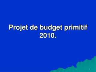 Projet de budget primitif 2010.