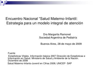 Encuentro Nacional “Salud Materno-Infantil: Estrategia para un modelo integral de atención