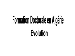 Formation Doctorale en Algérie